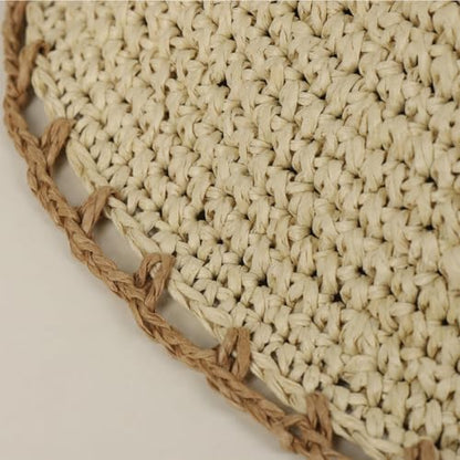 Women Straw Sun Hat Summer Beach Hats Foldable Floppy Cap Wide Brim Bucket Hat Solid Handmade Sun Protection Caps - color: Dot-khaki