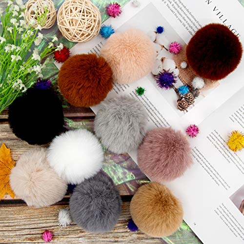 BQTQ 26 Pcs Faux Fur Pom Poms DIY Hat Pompom with Elastic Loop (Soft Color) - color: Soft Color