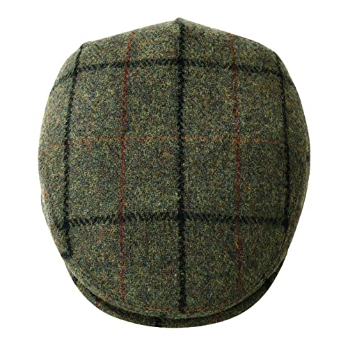 FEINION Men's Wool Tweed Newsboy Ivy Cap Gatsby Golf Flat Hat - color: Plaid Light Green, size: 7 3/4