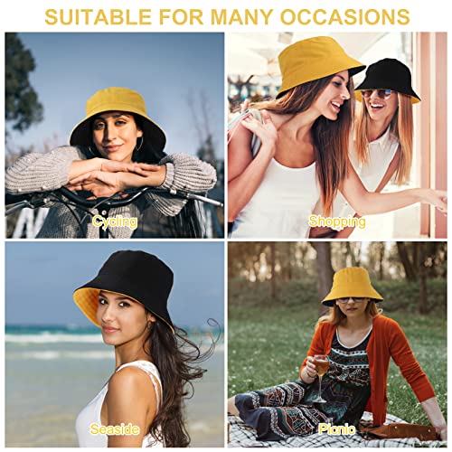 WLLHYF Bucket Hats, Reversible Cotton Sun Hat Foldable (Dual Color)
