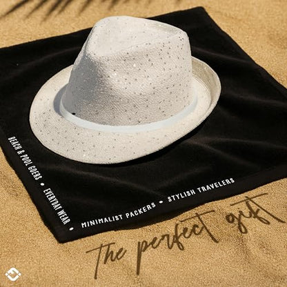 Funky Junque Short Brim Fedora Packable Sun Hat for Women - color: Sequin - White