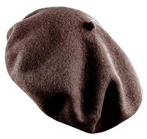 Women's French Beret Hat Solid Color Plain Wool Classic Traditional Artist Cap - color: Coffee