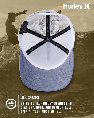 Hurley Mens Lightweight Poly Mesh Back Curved Bill Cap Trucker Hat - color: Blue