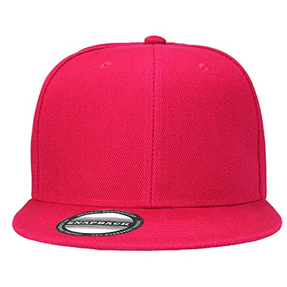 Falari Wholesale 12 Pack Snapback Hat Cap Hip Hop Style Flat Bill Blank Solid Color Adjustable Size - color: 12-pack Hot Pink