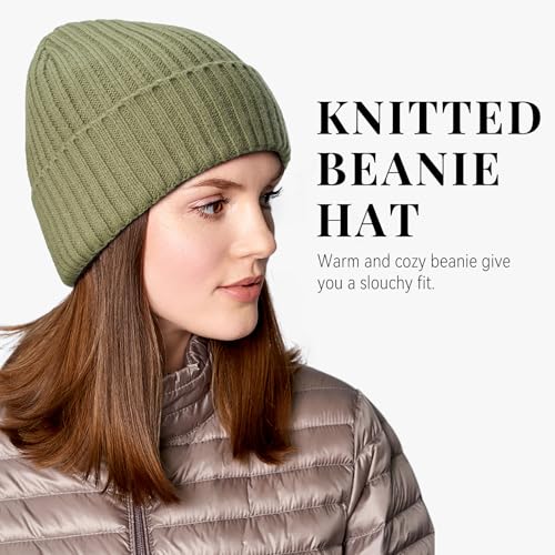 OZERO Winter Beanie for Men Women,Thermal Knit Soft Fleece Lined Hats - color: Green