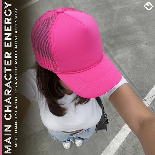 Funky Junque Blank Mesh Foam Lightweight Snapback Trucker Hat - color: 3 Pack - Hot Pink (All)