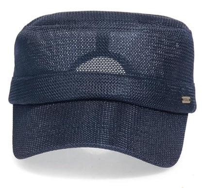 Initlove Cadet Army Cap for Men Women Military Hat Mesh Flat Top Hats for Summer - color: Navy