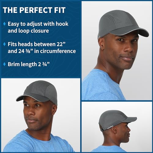 TrailHeads Men's Race Day Running Hat, Quick Dry, Moisture Wicking - color: Charcoal