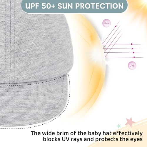 Durio Baby Baseball Cap UPF 50+ Infant Sun Hat Elastic Back 0-12 Months - color: B Gray, size: 6-12 Months