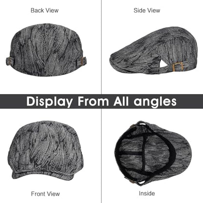 2Pcs Men's Newsboy Cap Cotton Flat Ivy Gatsby Driving Hat - color: Nz1-black+lightblue