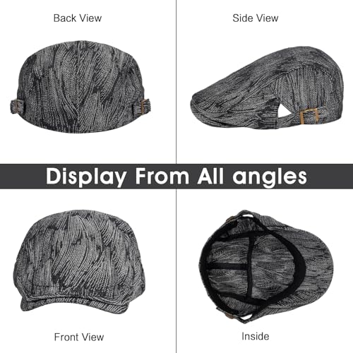 2Pcs Men's Newsboy Cap Cotton Flat Ivy Gatsby Driving Hat - color: Nz1-black+deepblue