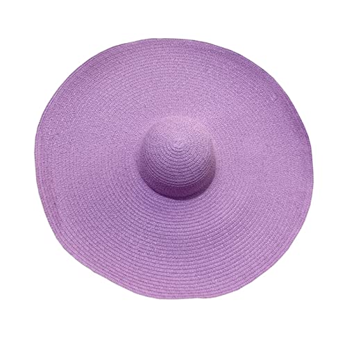 Lifup Straw Sun Hat for Women, Wide Brim Oversized Summer Beach Hat - color: Purple