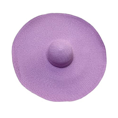 Lifup Straw Sun Hat for Women, Wide Brim Oversized Summer Beach Hat - color: Purple