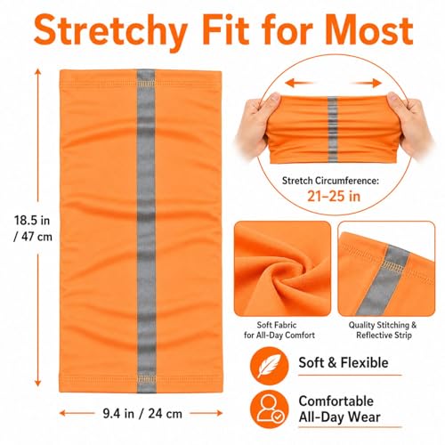 SATINIOR 4 Pcs Neck Gaiter Face Mask for Men, High Vis - color: Orange