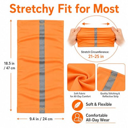 SATINIOR 4 Pcs Neck Gaiter Face Mask for Men, High Vis - color: Orange