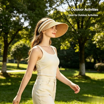 Khaki Women's Sun hat, Adjustable Straw Woven Sun hat,Suitable Outdoor
