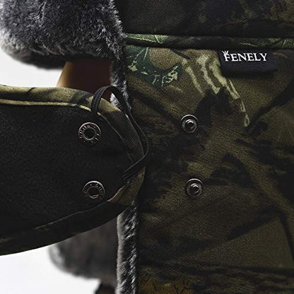Camouflage Winter Bomber Trapper Hats Ushanka -Men Women Russian Trooper Ear Flaps Ski Snow Cold Weather Fur Mens Caps - color: Camouflage - Yellow