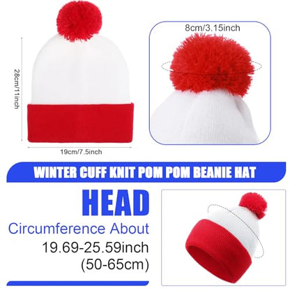 Shinymoon Halloween Knit Pom Beanie Hat Cosplay Headwear - color: White