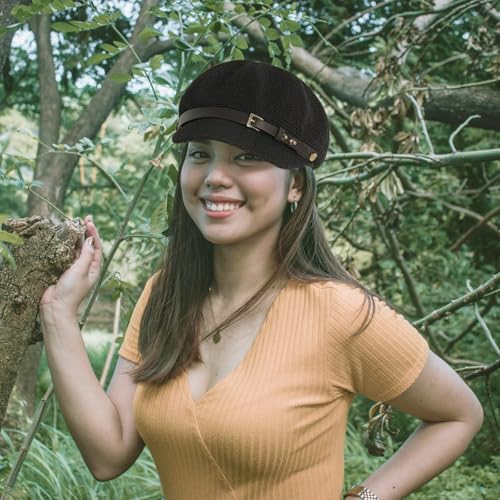 Lightweight Newsboy Cap Beret Breathable Mesh Sun Hat Beach Hats for Women - color: Black