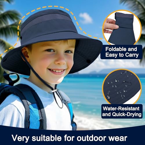ZOORON Outdoor Kids Sun Hat UPF 50+ Quick Dry Bucket Hat for Boys Girls - color: 1pack-navy