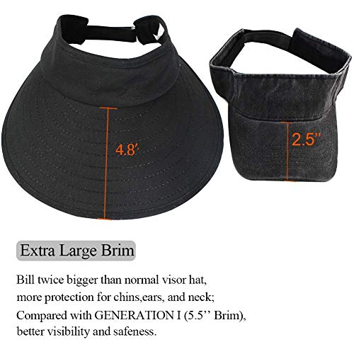 2PCS Wide Brim Sun Visor Hat Women Large UV Protective Golf Beach Cap, Korea Design - color: 2pcs Black