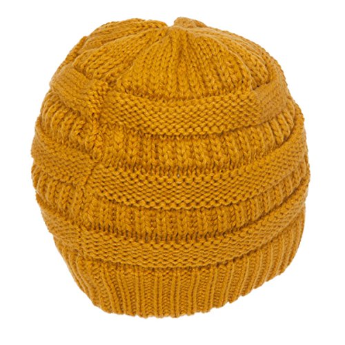 Gravity Threads Knit Soft Stretch Beanie Cap - color: Mustard