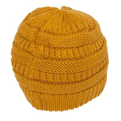 Gravity Threads Knit Soft Stretch Beanie Cap - color: Mustard