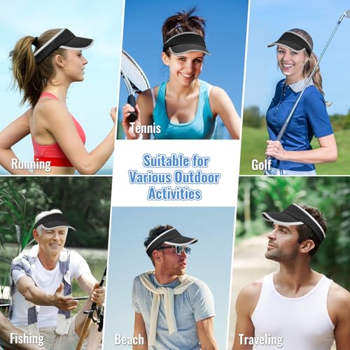 Foldable Sports Sun Visor Hat - Adjustable Running Golf Tennis Cap with Mesh&Reflective Design, Quick Drying for Men & Women - color: Black/Reflective