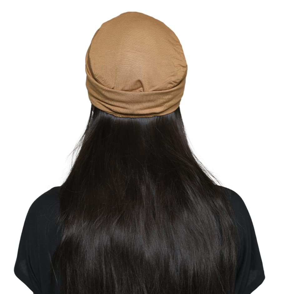 Chemo Hats Solid Sleep Cap Women's Bamboo Soft Headwear Cancer Cap Chemo Headwear Women - color: Light Brown