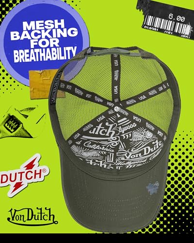 Von Dutch Unisex Trucker Hat - Retro Classic Solid Color Mesh Back Snapback Baseball Cap for Men & Women. - color: Sequoia