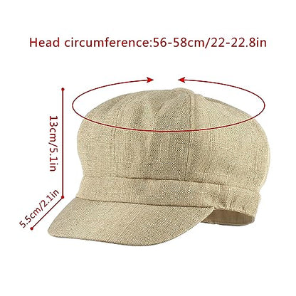 Women Cotton Blend Newsboy Cap Cabbie Paperboy Painter Visor Hat - color: Khaki B