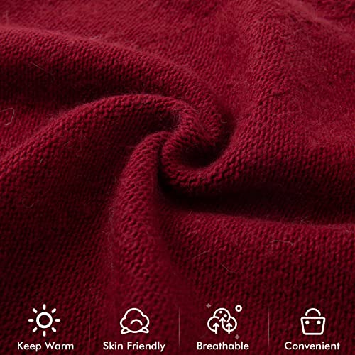 Knit Slouchy Beanie Hats for Women Cashmere Ski Cap Knitted Wool Soft Warm Winter Hat - color: A03-burgundy