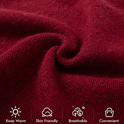 Knit Slouchy Beanie Hats for Women Cashmere Ski Cap Knitted Wool Soft Warm Winter Hat - color: A03-burgundy