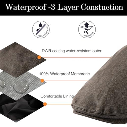 TOP-EX UPF 50+ Waterproof Newsboy Flat Cap for Men, XL/XXL - color: Black (Waterproof Waxed Cotton), size: Medium-Large