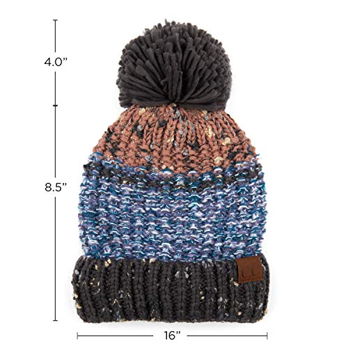 C.C Exclusives Women's Winter Seed Stitched Confetti Pom Beanie Hat (HAT-1816)(HAT-2214)(HAT-2085)(HAT-3841) - color: Grey Denim