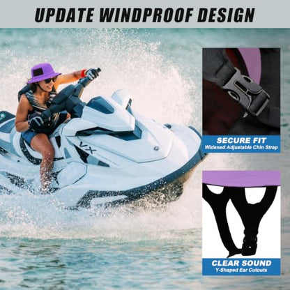 Surblue Surf Bucket Hat with Widened Chin Straps UPF 50+ Windproof Sun Hat Adjustable Packable Cap for Water Sports Surfing - color: Purple