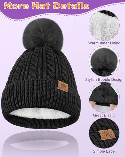 Toddle Winter Hat - Knit Toddle Beanie Kids Beanie Kids Winter Hat Girls - color: Black