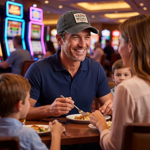 Popfizzy Funny Hats for Men and Women, Fun Adult Baseball Cap, Funny Birthday Gifts for Women and Men, Cool Dad Hat Gift Idea - color: Back to the Casino (Black)