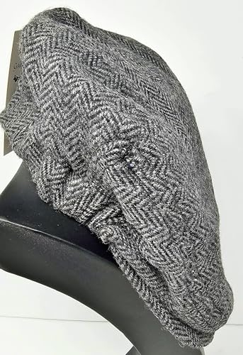 Traditional Men's Irish Flat Cap, 100% Wool Tweed, Made in Ireland - color: Grey, size: Medium