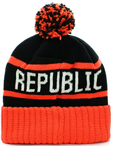 American Cities California Republic Cuff Beanie Cable Knit Pom Pom Hat Cap