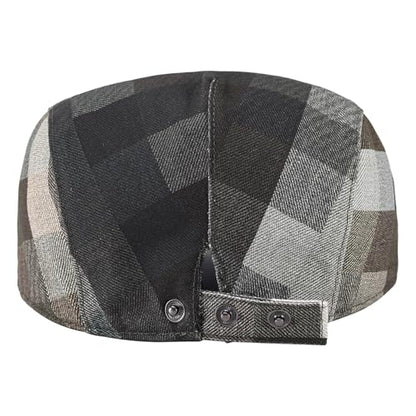 Flat Cap for Men Cotton Plaid Ivy Newsboy Hat Driving Golf Cap - color: Army Green