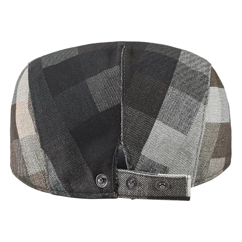 Flat Cap for Men Cotton Plaid Ivy Newsboy Hat Driving Golf Cap - color: Army Green