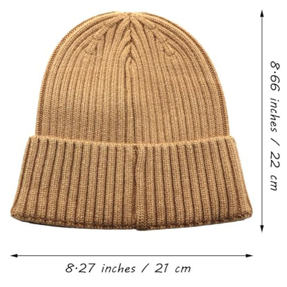 Beanie Warm Cap Knitted Thick Hat Double Layer Skull Ski Cap Winter Soft Elastic Windproof Unisex Men Women - color: Khaki