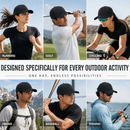 Quick Dry Baseball Cap Waterproof Snapback Trucker Golf Hat for Men Women - color: Black + White