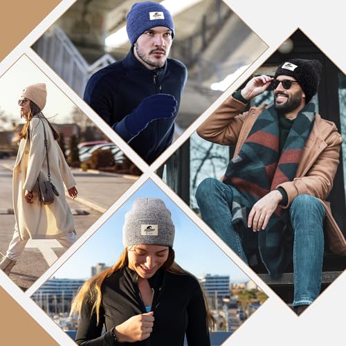 3 Packs Winter Beanie Hats for Men Women, Unisex Soft Warm Thick Beanies, Cuffed Knit Skull Cap - color: Black/Gray/B&w Mix