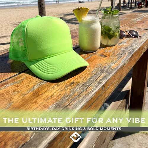 Funky Junque Blank Mesh Foam Lightweight Snapback Trucker Hat - color: Neon Lime