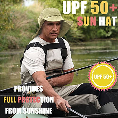 Tirrinia Wide Brim Sun Hat with Neck Flap for Men & Women - color: #2 Stone Mesh