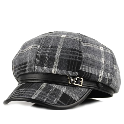 Newsboy Hats for Women - Retro Classic Plaid Hat Fashionable British Irish Beret Cap Girls Vintage Dressy Caps - color: Black Butterfly