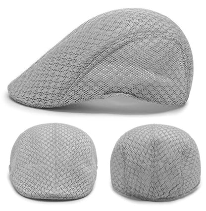 2 Pack Teenagers' Mesh Cap Breathable Summer Newsboy Hat Adjustable Beret Ivy Cap Irish Riding Hiking Hats - color: Light Gray/White