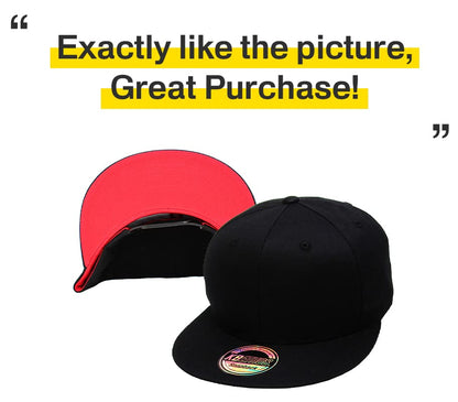 KBETHOS Classic Snapback Hat Blank Cap Underbrim Cotton Wool Blend Flat Visor Adjustable Unisex - color: Black With Red Underbrim